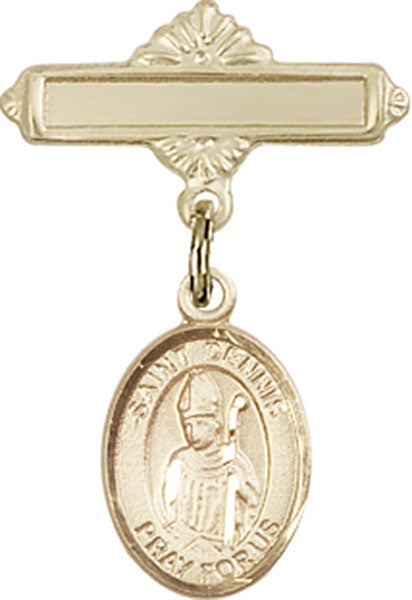 St. Dennis Charm and Polished Engravable Badge Pin