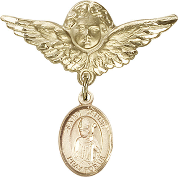 St. Dennis Charm and Angel with Larger Wings Badge Pin