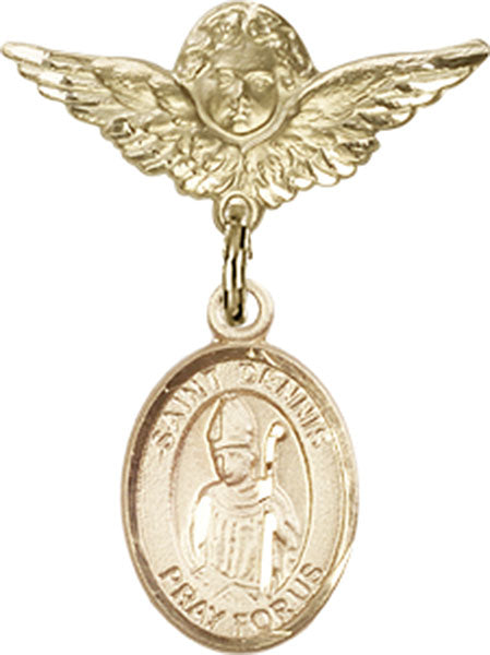 St. Dennis Charm and Angel with Smaller Wings Badge Pin