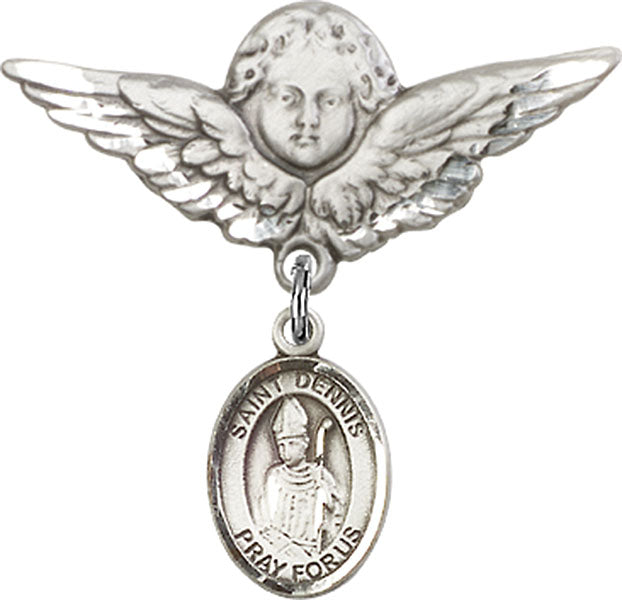 St. Dennis Charm and Angel with Larger Wings Badge Pin