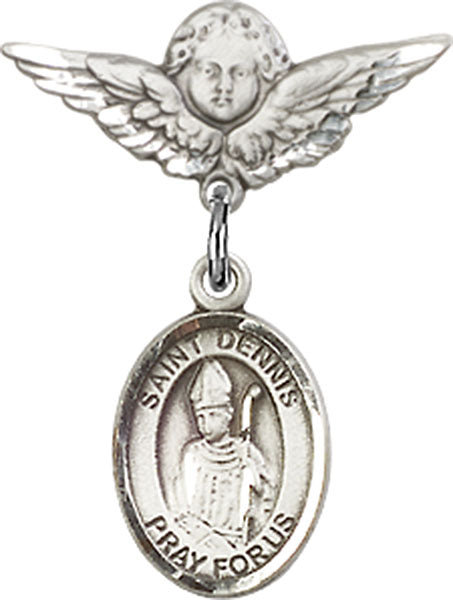 St. Dennis Charm and Angel with Smaller Wings Badge Pin