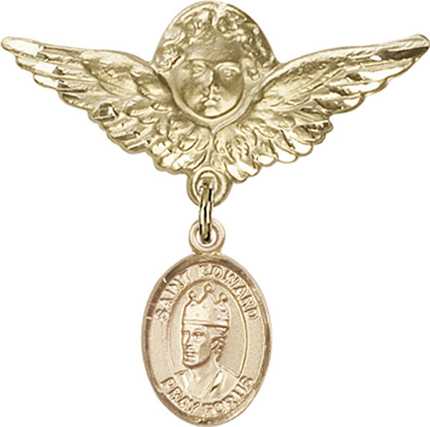 St. Edward the Confessor Charm and Angel with Larger Wings Badge Pin