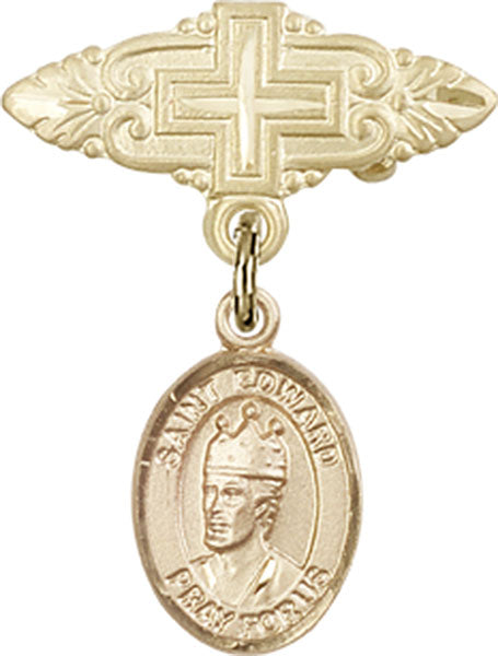 St. Edward the Confessor Charm and Badge Pin with Cross
