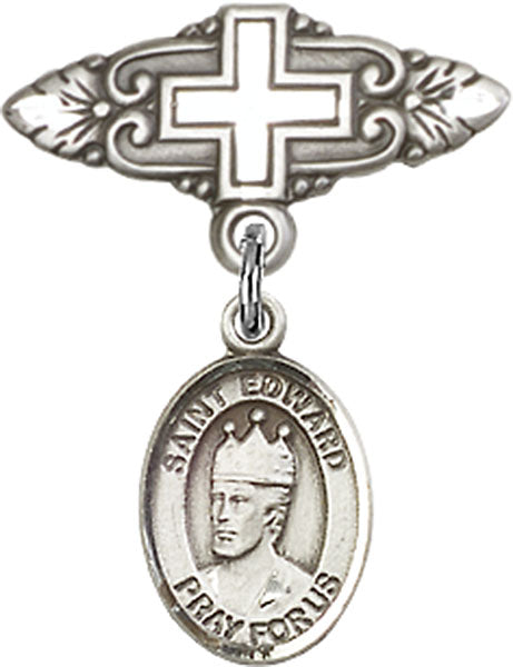 St. Edward the Confessor Charm and Badge Pin with Cross