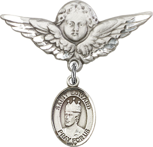 St. Edward the Confessor Charm and Angel with Larger Wings Badge Pin