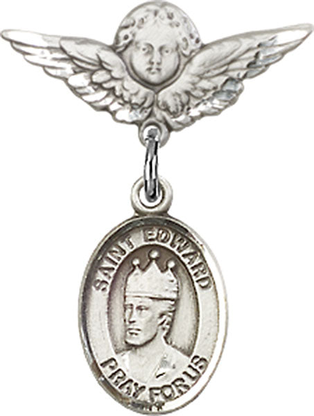 St. Edward the Confessor Charm and Angel with Smaller Wings Badge Pin