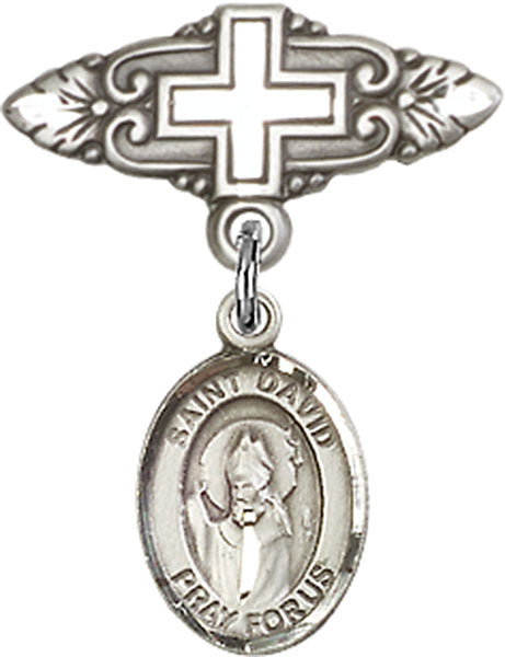 St. David of Wales Charm and Badge Pin with Cross