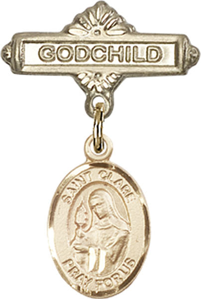 St. Clare of Assisi Charm and Godchild Badge Pin