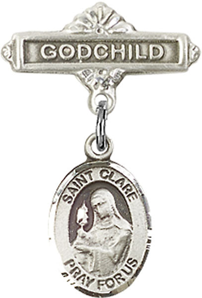 St. Clare of Assisi Charm and Godchild Badge Pin