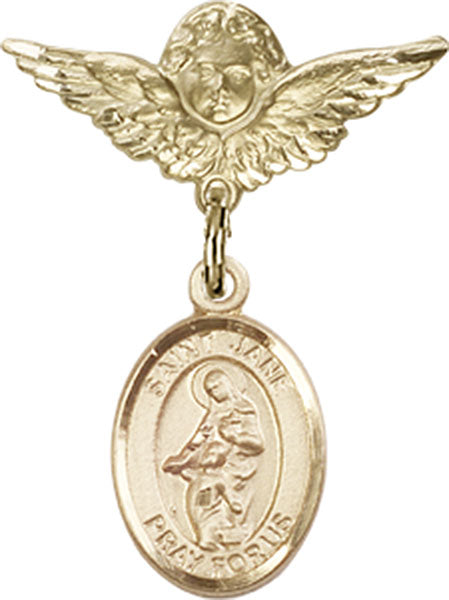 St. Jane of Valois Charm and Angel with Smaller Wings Badge Pin