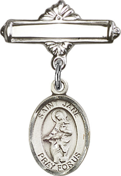 St. Jane of Valois Charm and Polished Engravable Badge Pin