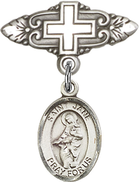 St. Jane of Valois Charm and Badge Pin with Cross