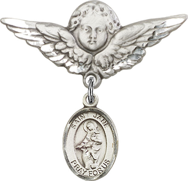 St. Jane of Valois Charm and Angel with Larger Wings Badge Pin