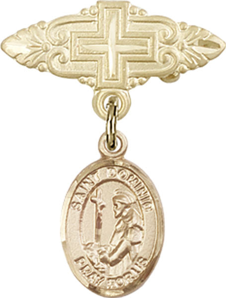St. Dominic de Guzman Charm and Badge Pin with Cross