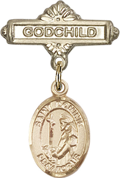 St. Dominic de Guzman Charm and Godchild Badge Pin