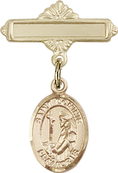 St. Dominic de Guzman Charm and Polished Engravable Badge Pin