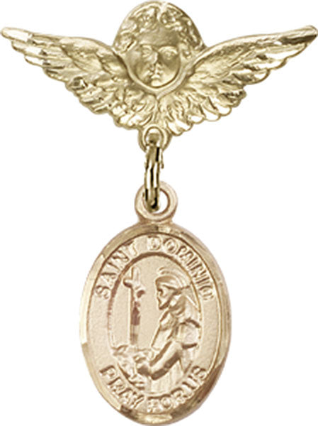 St. Dominic de Guzman Charm and Angel with Smaller Wings Badge Pin