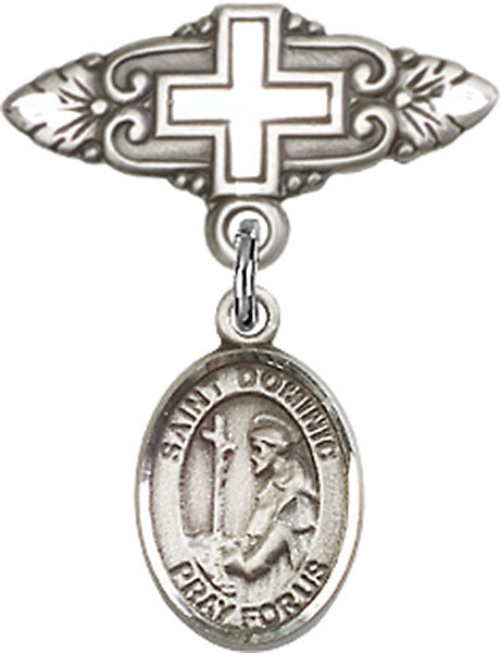 St. Dominic de Guzman Charm and Badge Pin with Cross