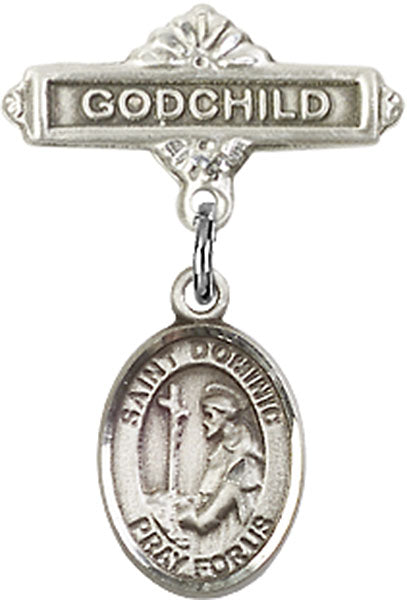 St. Dominic de Guzman Charm and Godchild Badge Pin