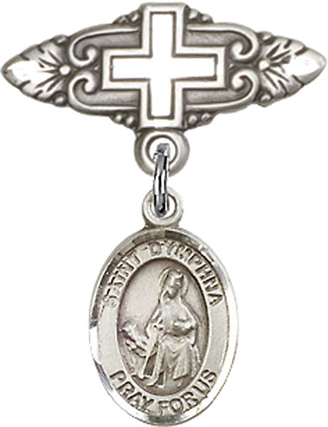 St. Dymphna Charm and Badge Pin with Cross