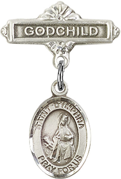 St. Dymphna Charm and Godchild Badge Pin