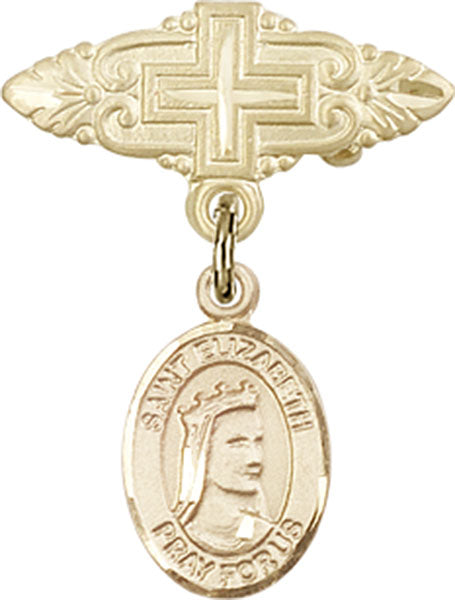 St. Elizabeth of Hungary Charm and Badge Pin with Cross