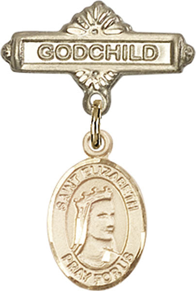 St. Elizabeth of Hungary Charm and Godchild Badge Pin