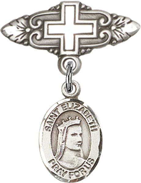 St. Elizabeth of Hungary Charm and Badge Pin with Cross