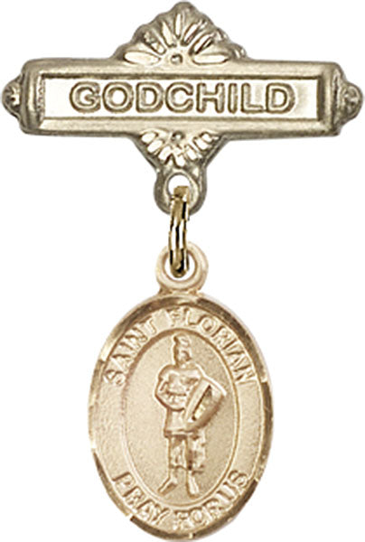 St. Florian Charm and Godchild Badge Pin