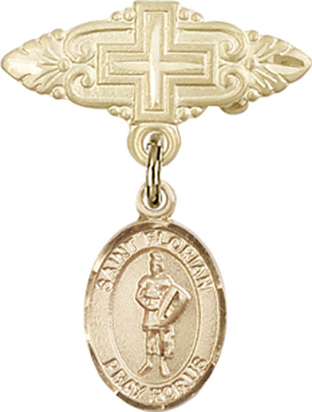 St. Florian Charm and Badge Pin with Cross