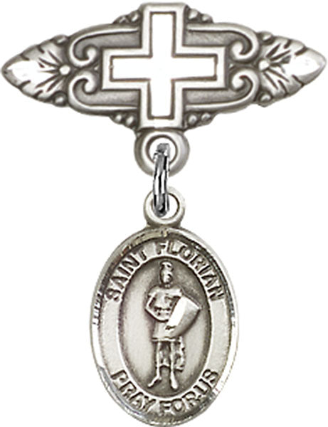 St. Florian Charm and Badge Pin with Cross