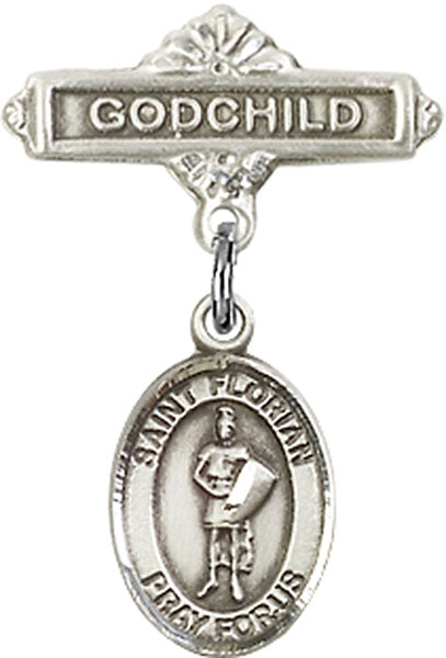 St. Florian Charm and Godchild Badge Pin