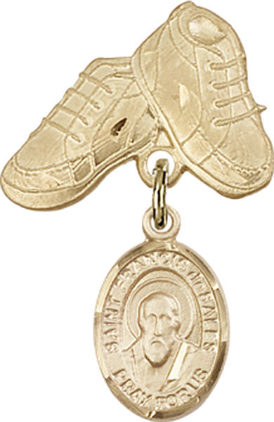 St. Francis de Sales Charm and Baby Boots Pin
