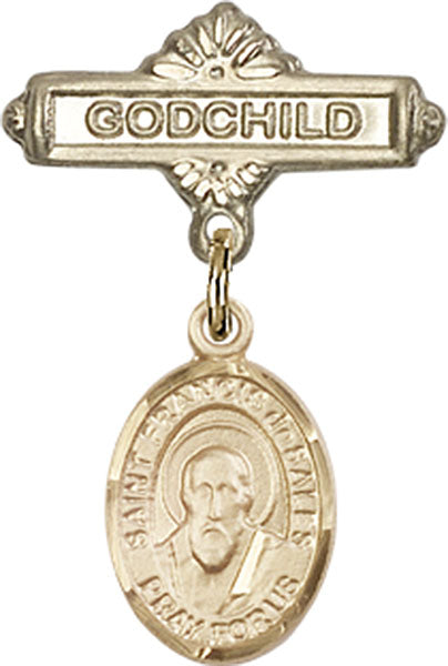 St. Francis de Sales Charm and Godchild Badge Pin