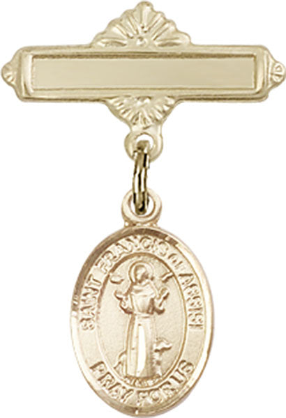St. Francis of Assisi Charm and Polished Engravable Badge Pin
