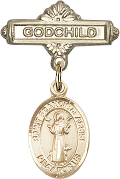 St. Francis of Assisi Charm and Godchild Badge Pin