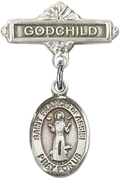 St. Francis of Assisi Charm and Godchild Badge Pin