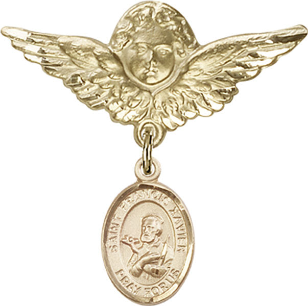 St. Francis Xavier Charm and Angel with Larger Wings Badge Pin