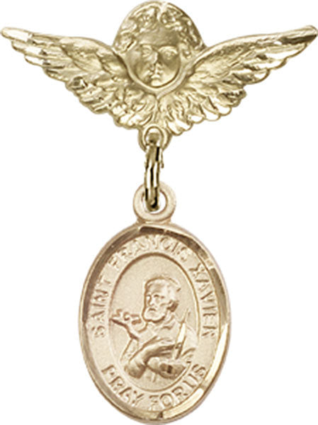 St. Francis Xavier Charm and Angel with Smaller Wings Badge Pin