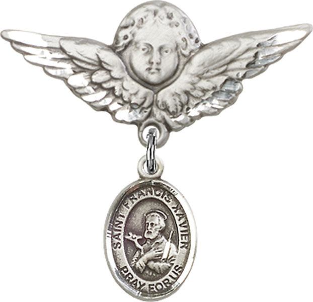 St. Francis Xavier Charm and Angel with Larger Wings Badge Pin