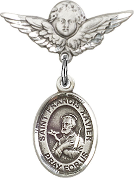 St. Francis Xavier Charm and Angel with Smaller Wings Badge Pin