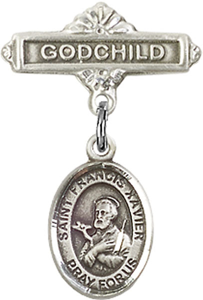 St. Francis Xavier Charm and Godchild Badge Pin