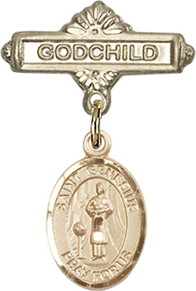 St. Genesius of Rome Charm and Godchild Badge Pin