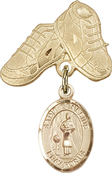 St. Genesius of Rome Charm and Baby Boots Pin