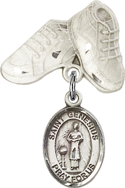 St. Genesius of Rome Charm and Baby Boots Pin