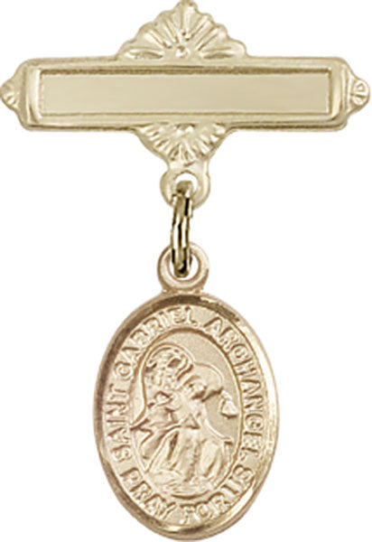 St. Gabriel the Archangel Charm and Polished Engravable Badge Pin