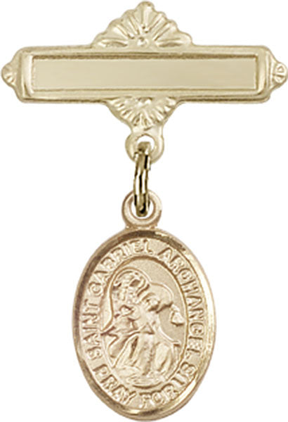 St. Gabriel the Archangel Charm and Polished Engravable Badge Pin
