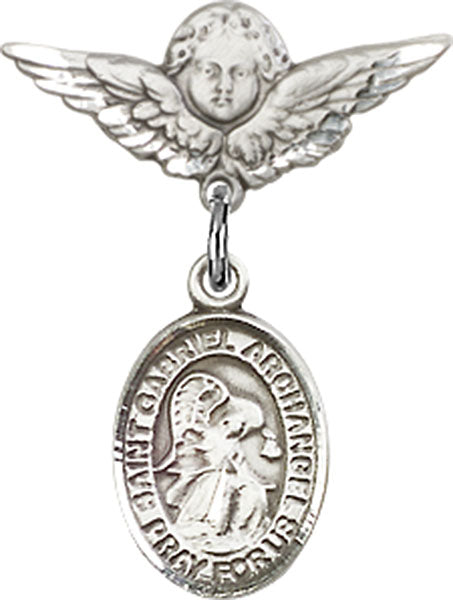 St. Gabriel the Archangel Charm and Angel with Smaller Wings Badge Pin