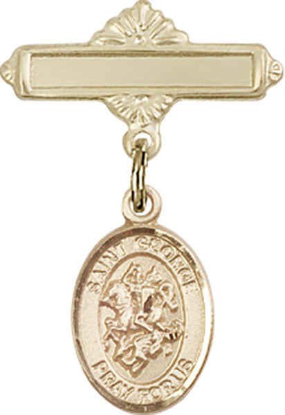 St. George Charm and Polished Engravable Badge Pin