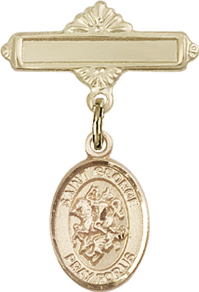 St. George Charm and Polished Engravable Badge Pin